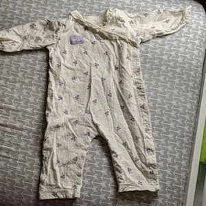 Off white pretty floral footless snap down PJs